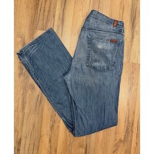 7 For All Mankind Flynt Jeans Men Size 36 Blue Straight Leg Stretch Denim